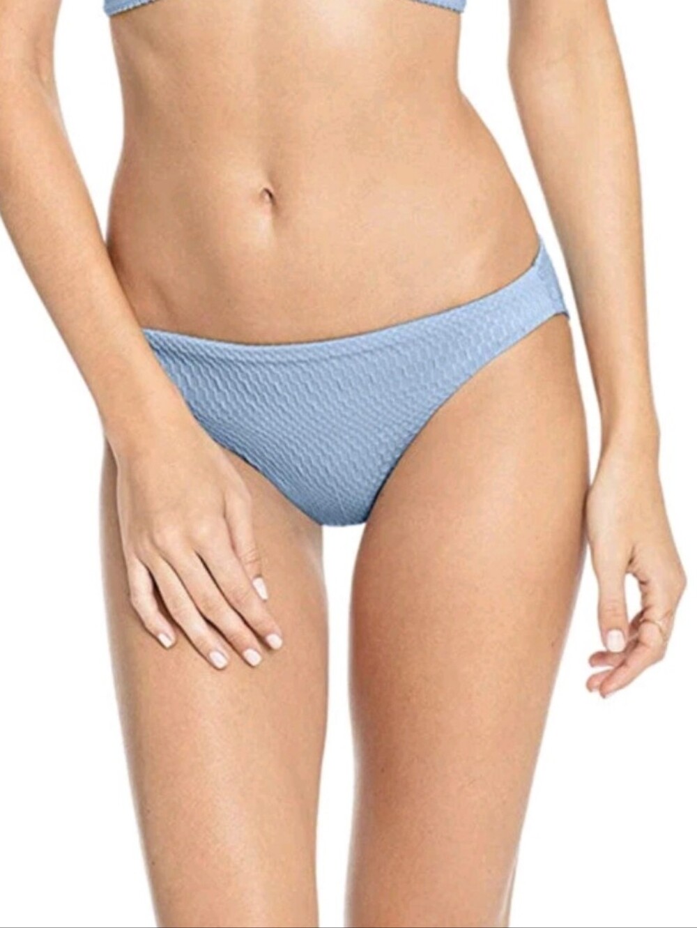 New Robin Piccone Perla Pacific Textured Solid blue bikini bottoms NWT sz XS